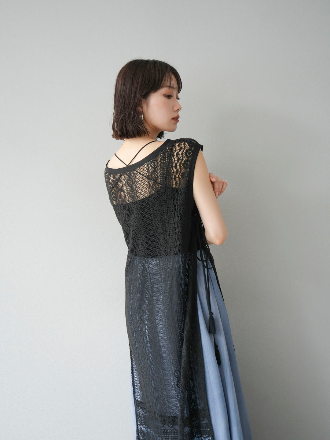 [預購] 印度蕾絲層疊洋裝/黑色