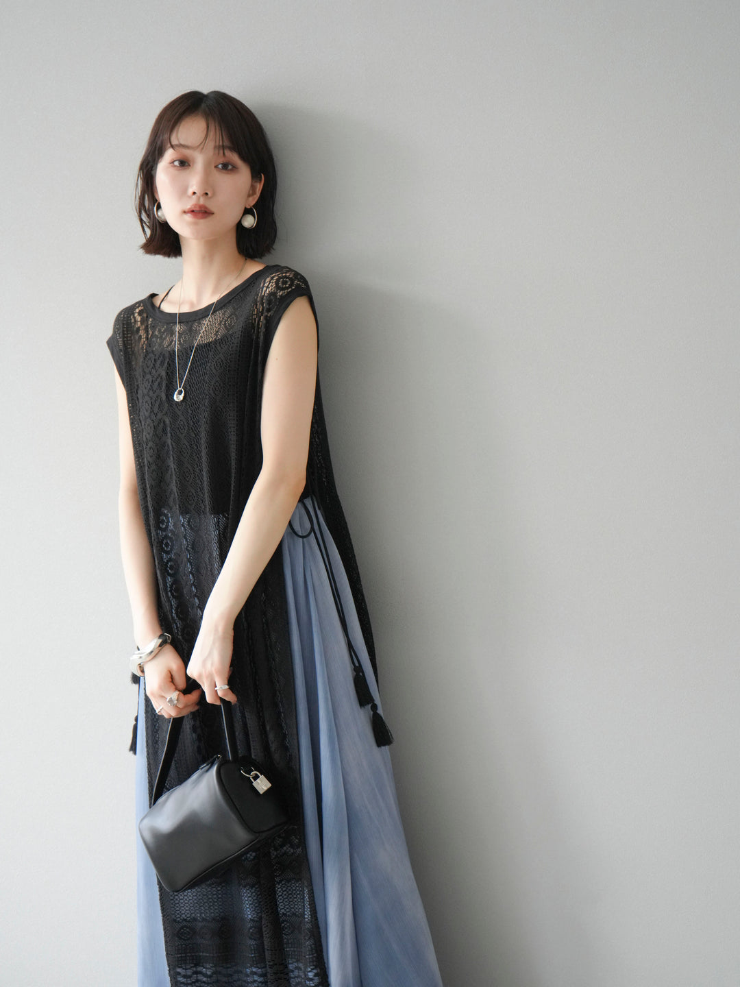 [預購] 印度蕾絲層疊洋裝/黑色