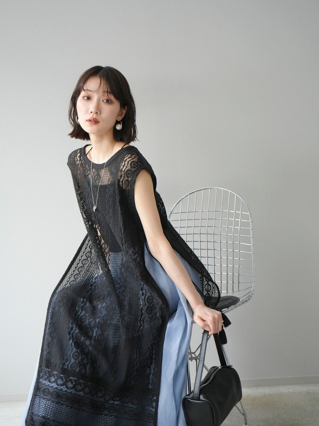 [預購] 印度蕾絲層疊洋裝/黑色