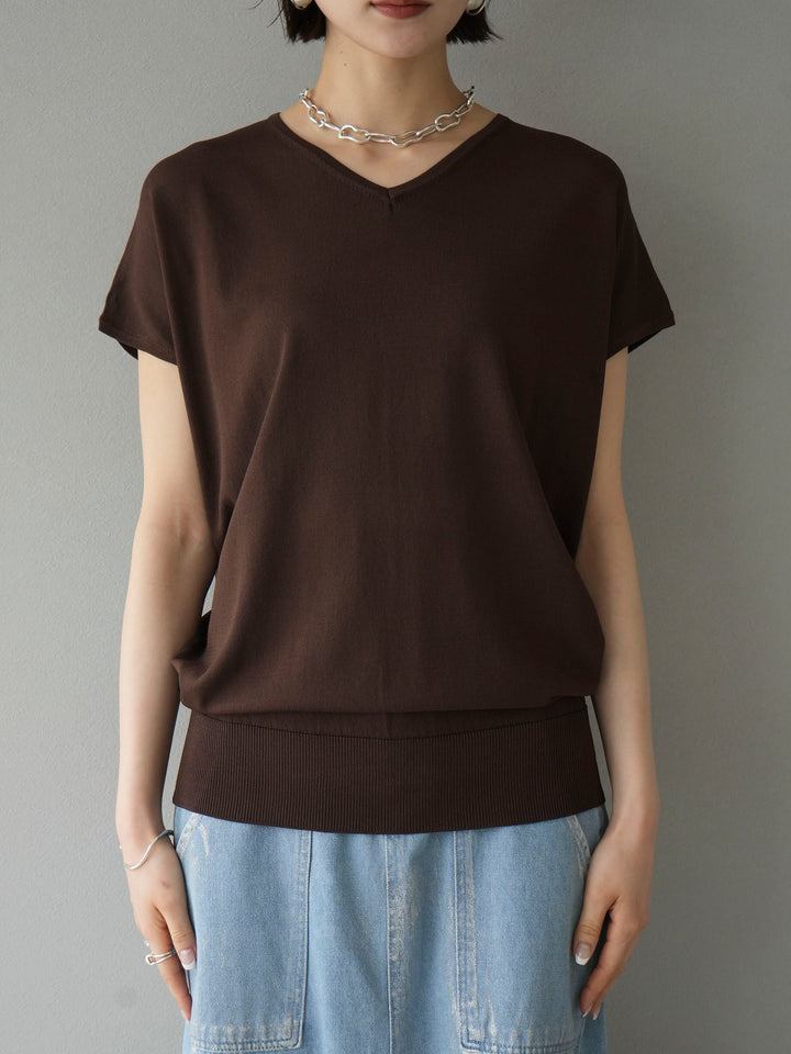 [Pre-order] Cool-touch V-neck dolman knit pullover/dark brown