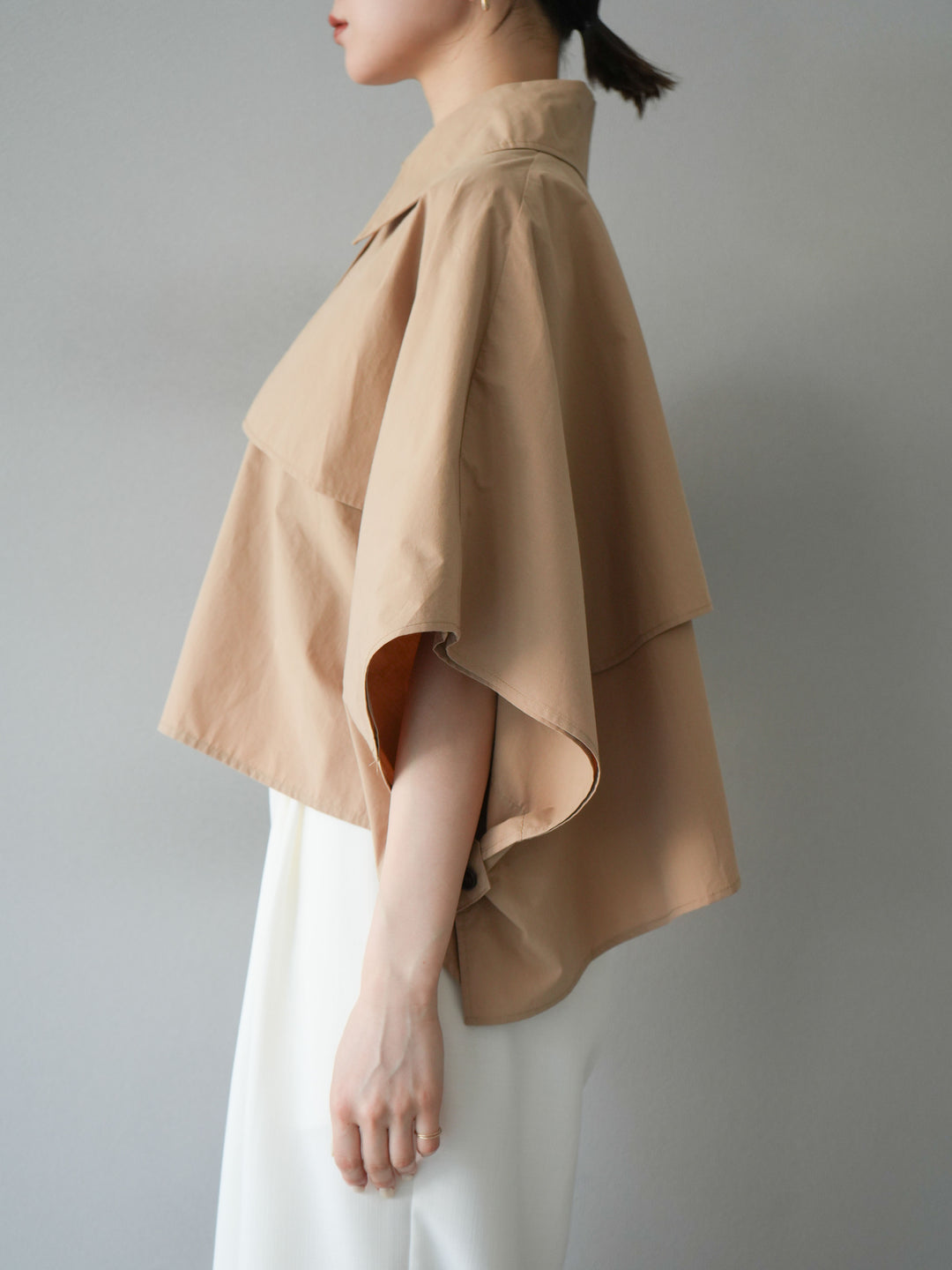 [予約]ポンチョショートシャツ/ベージュ