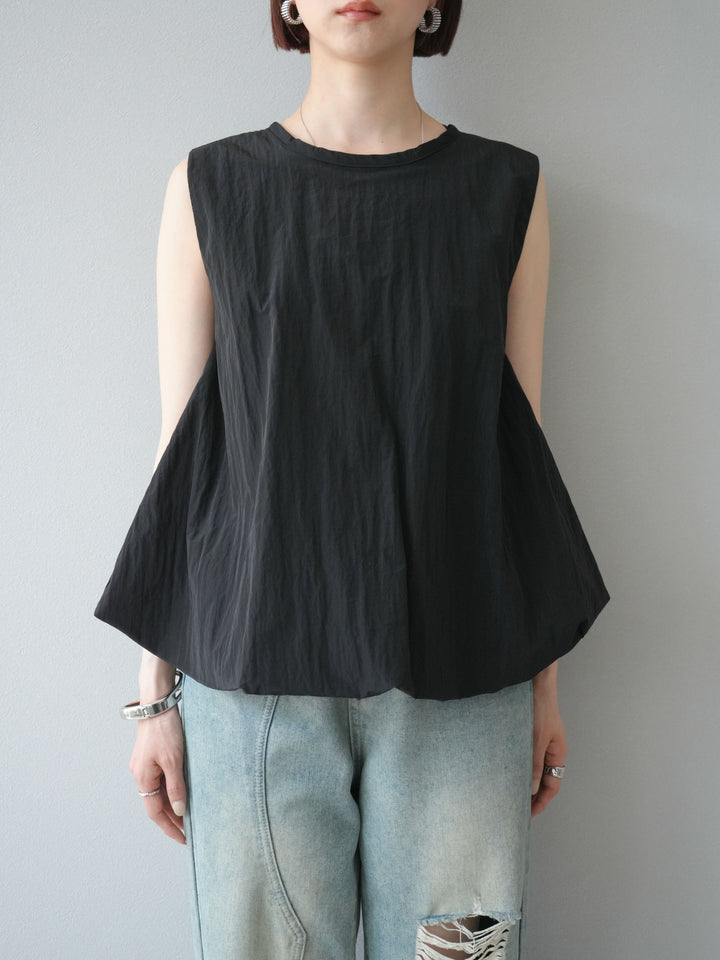 [預購] 墊圈塔夫綢氣球襯衫/黑色