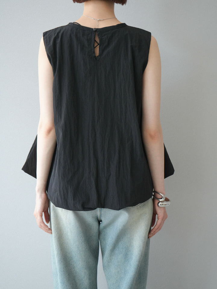 [預購] 墊圈塔夫綢氣球襯衫/黑色