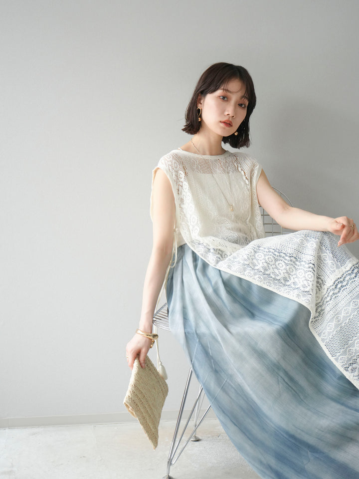 [予約]インド製レースレイヤードワンピース/オフ