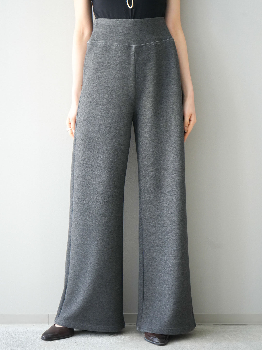 [予約]イージーポンチワイドパンツ/charcoal