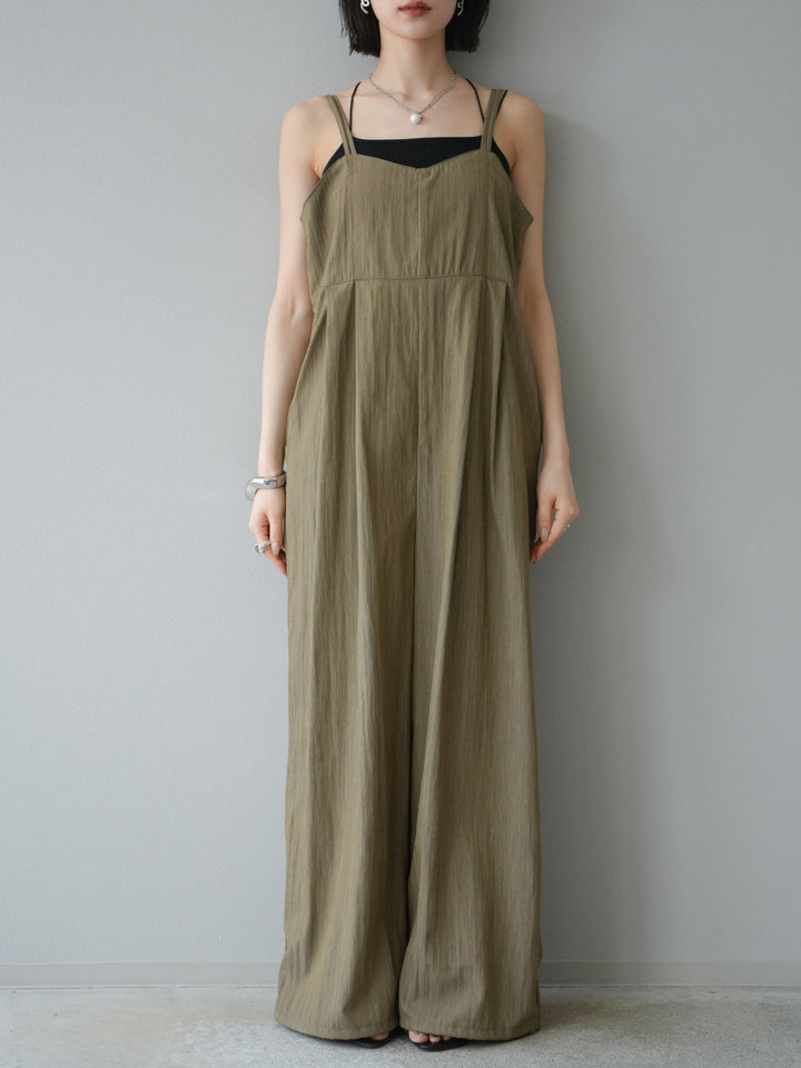 [予約]リネンライクビスチェデザインサロペット/グレージュ