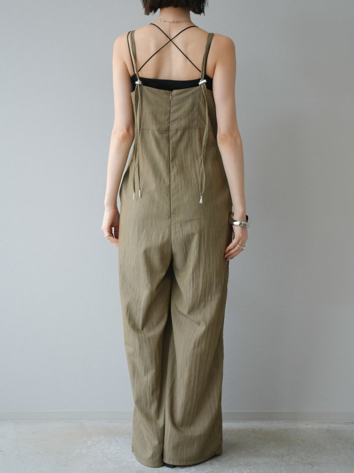 [予約]リネンライクビスチェデザインサロペット/グレージュ