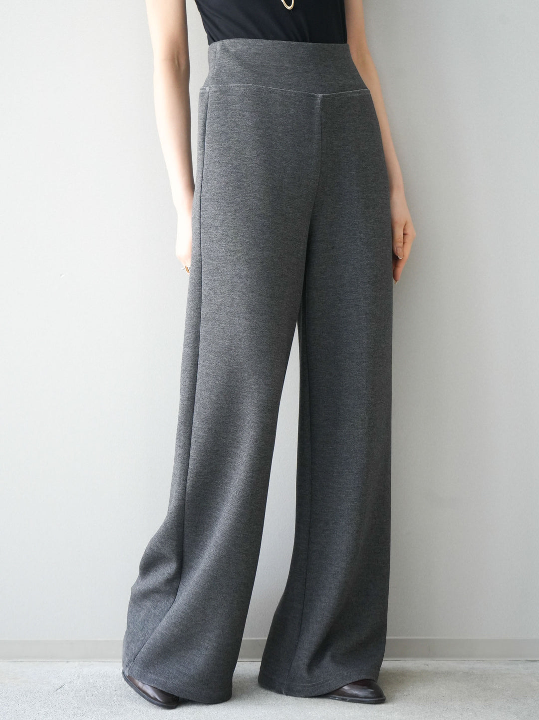 [予約]イージーポンチワイドパンツ/charcoal