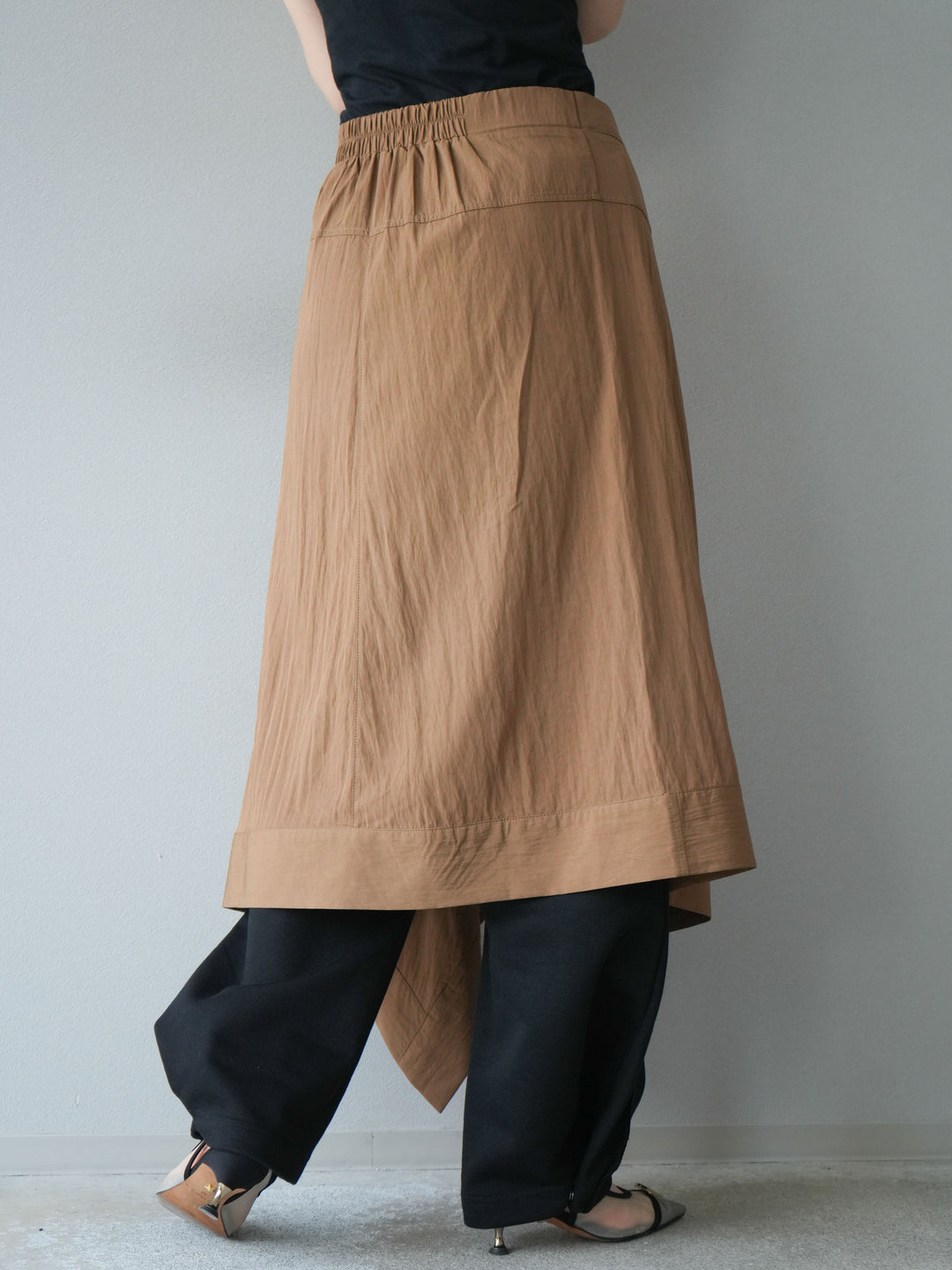 [予約]アシンメトリーレイヤードスカート/ベージュ