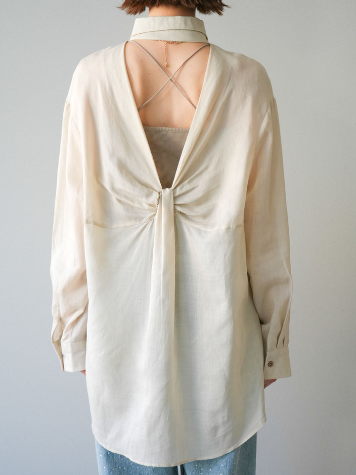 [予約]バックオープンツイストシャツ/beige