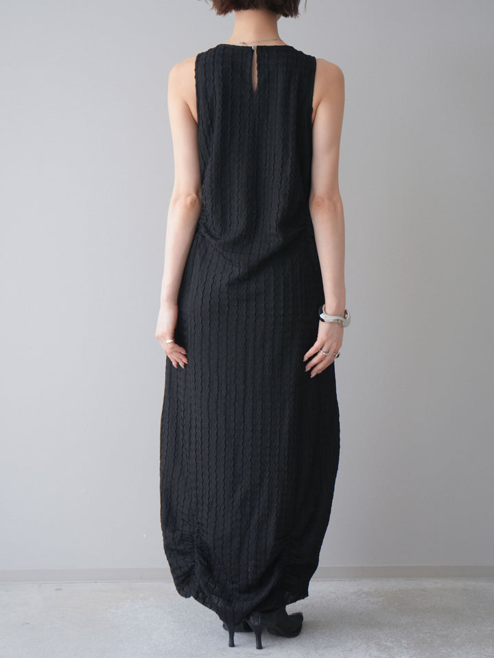 [予約]シャーリングジャガードノースリーブワンピース/black