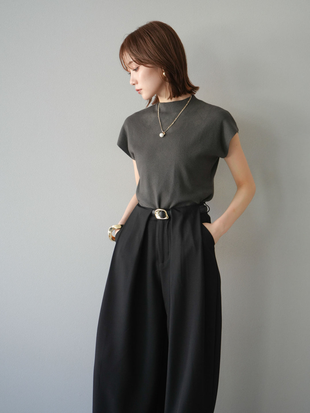 [SET]プチネックフレンチニットトップス+プチネックフレンチニットトップス(2set)