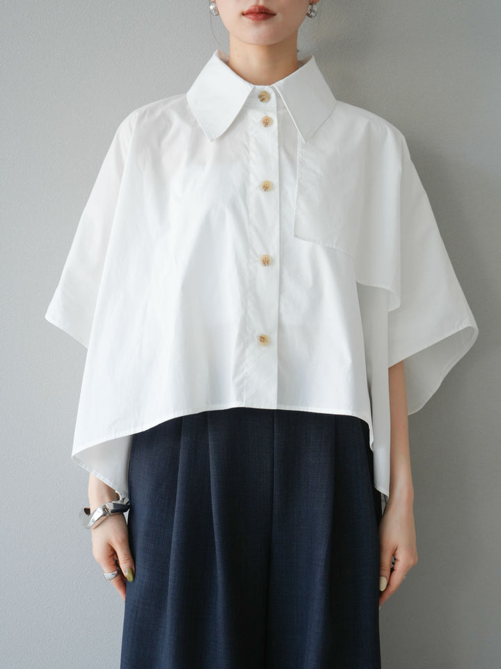 [予約]ポンチョショートシャツ/ホワイト