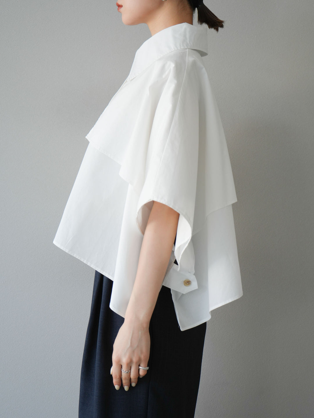 [予約]ポンチョショートシャツ/ホワイト