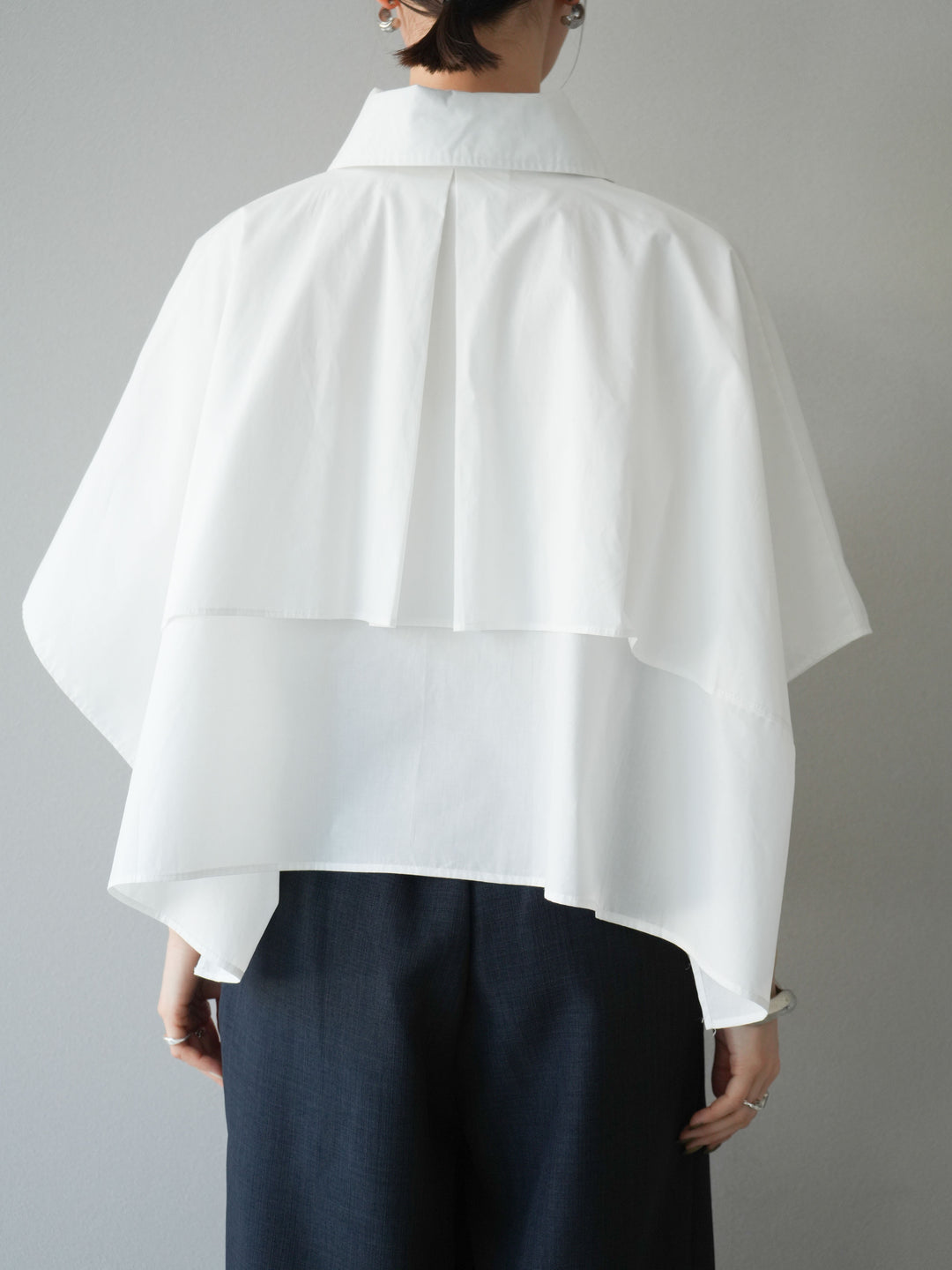 [予約]ポンチョショートシャツ/ホワイト