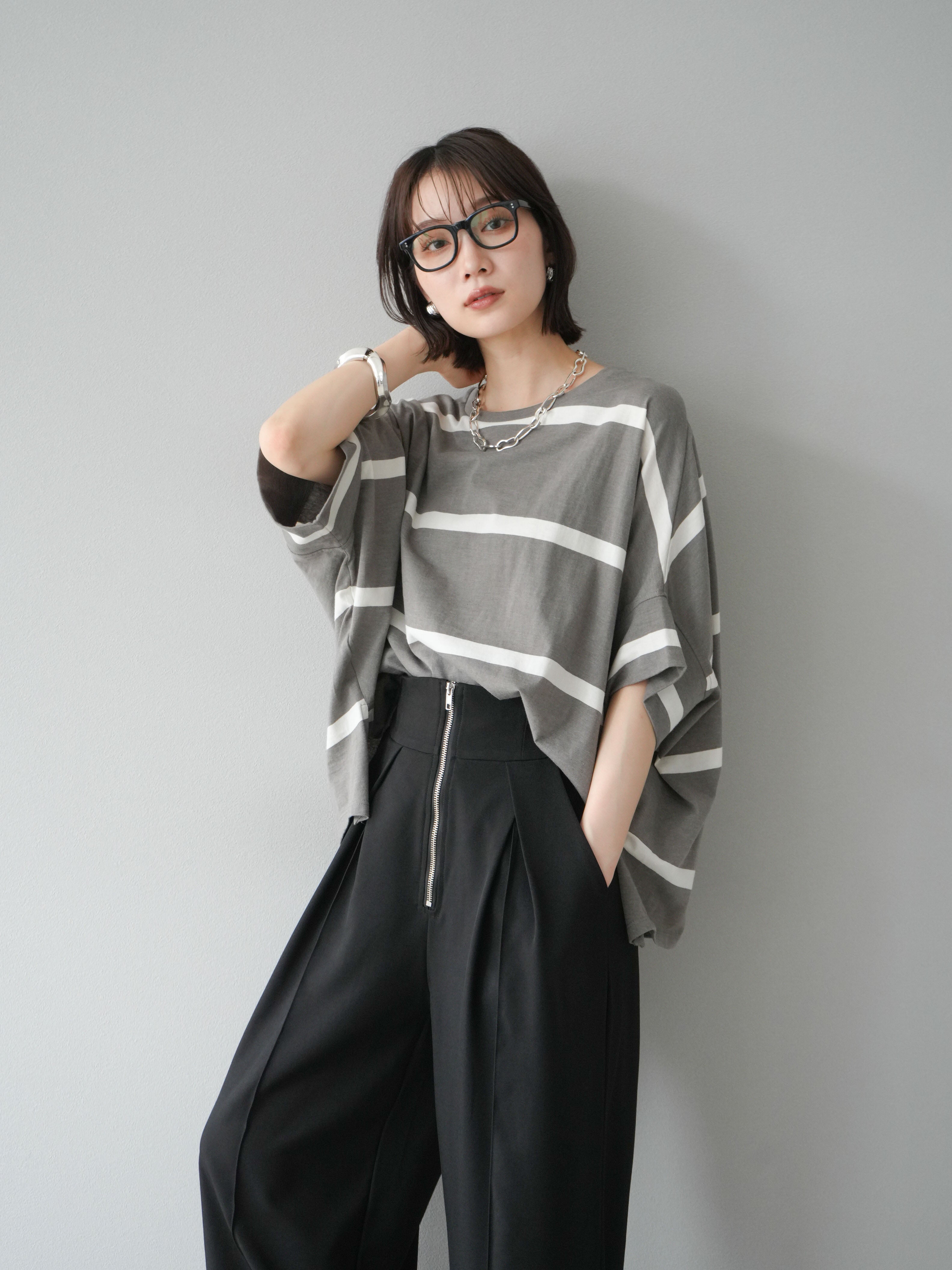 予約]ボーダードルマンBIG Tシャツ/セピアグレー×オフ – Lumier