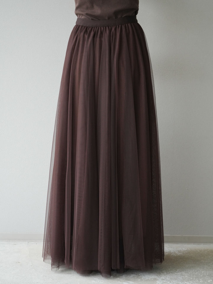 [予約]チュールボリュームスカート/ブラウン