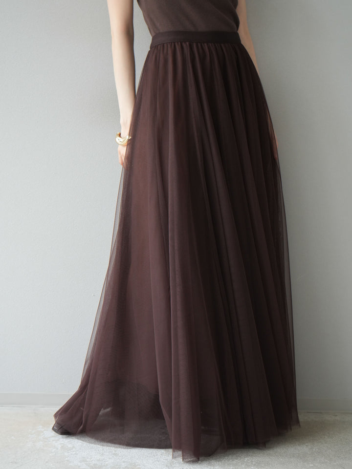 [予約]チュールボリュームスカート/ブラウン