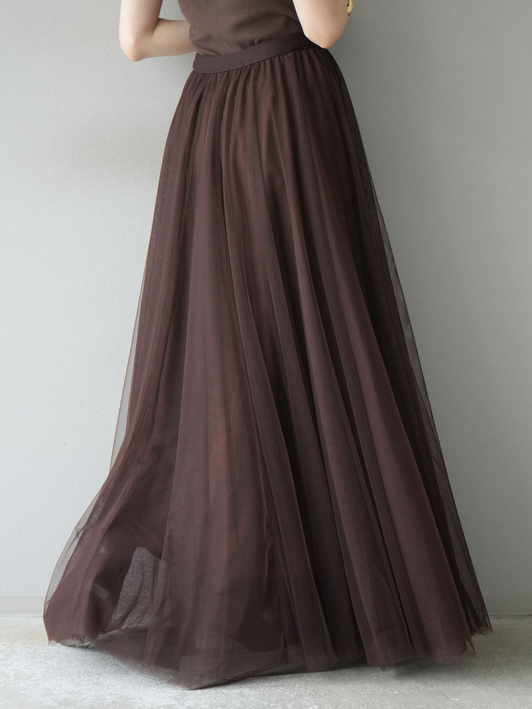 [予約]チュールボリュームスカート/ブラウン