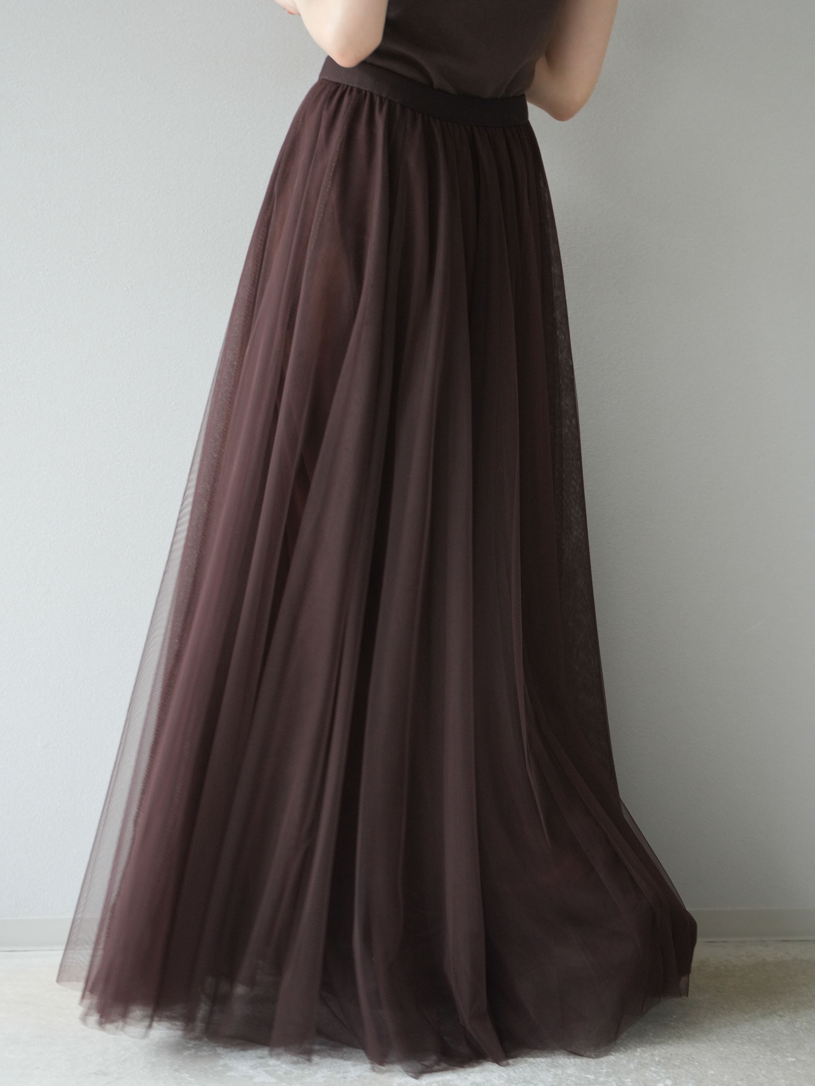 予約]チュールボリュームスカート/ブラウン – Lumier