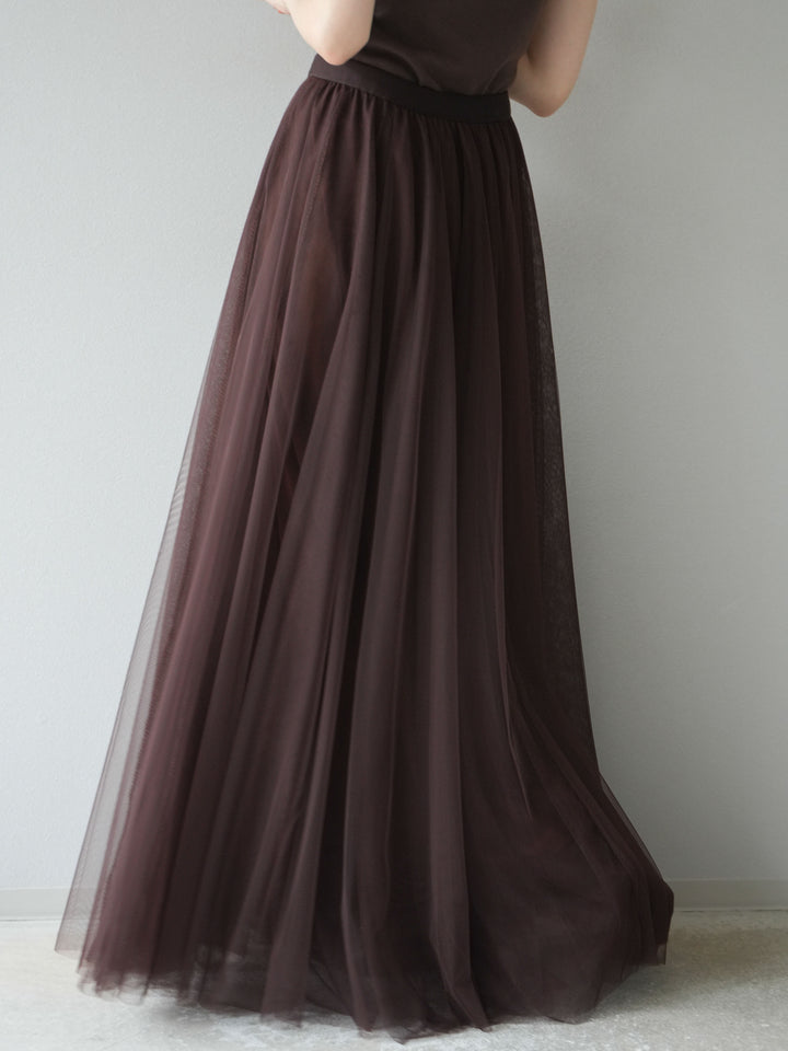 [予約]チュールボリュームスカート/ブラウン