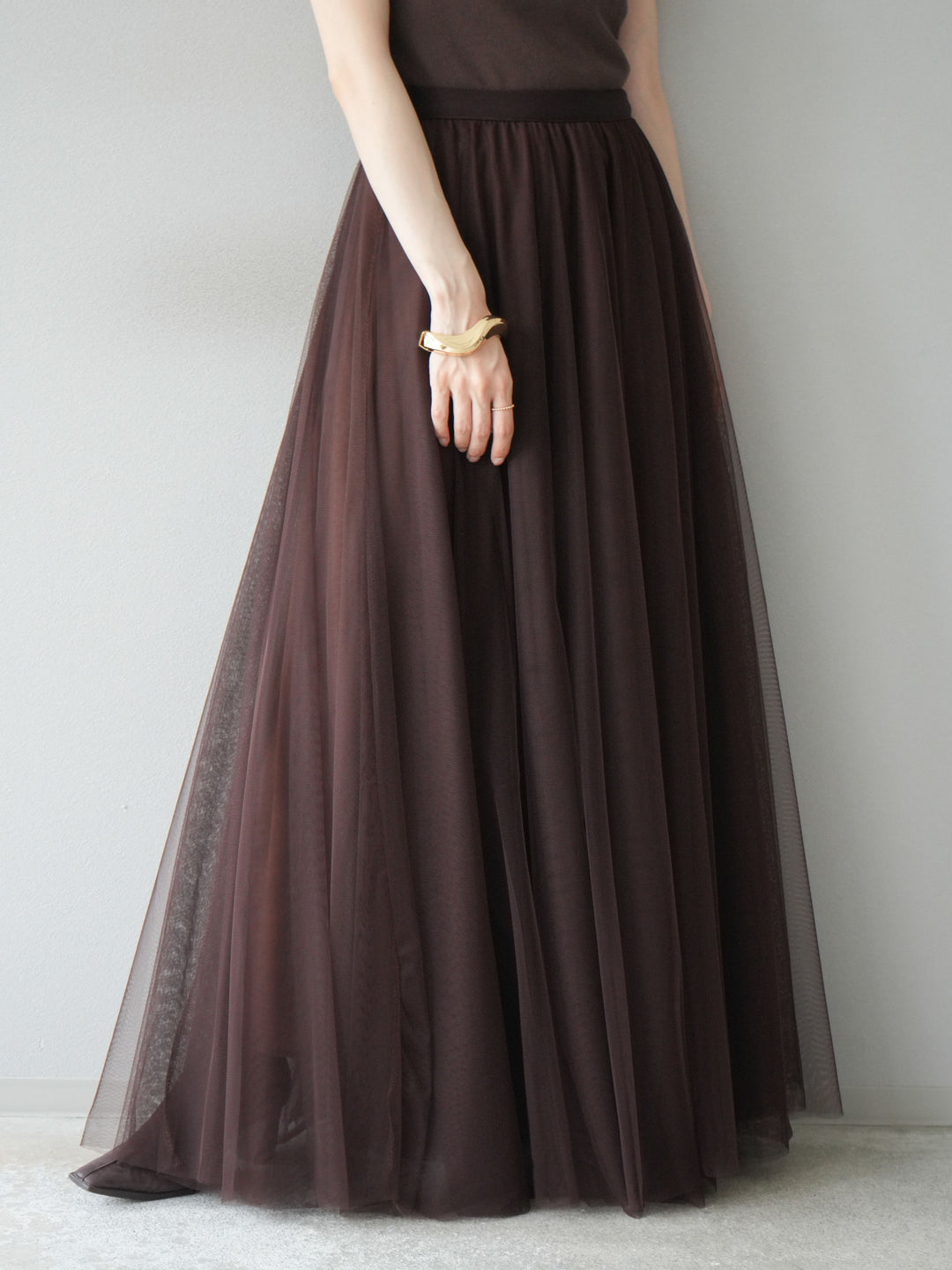 [予約]チュールボリュームスカート/ブラウン