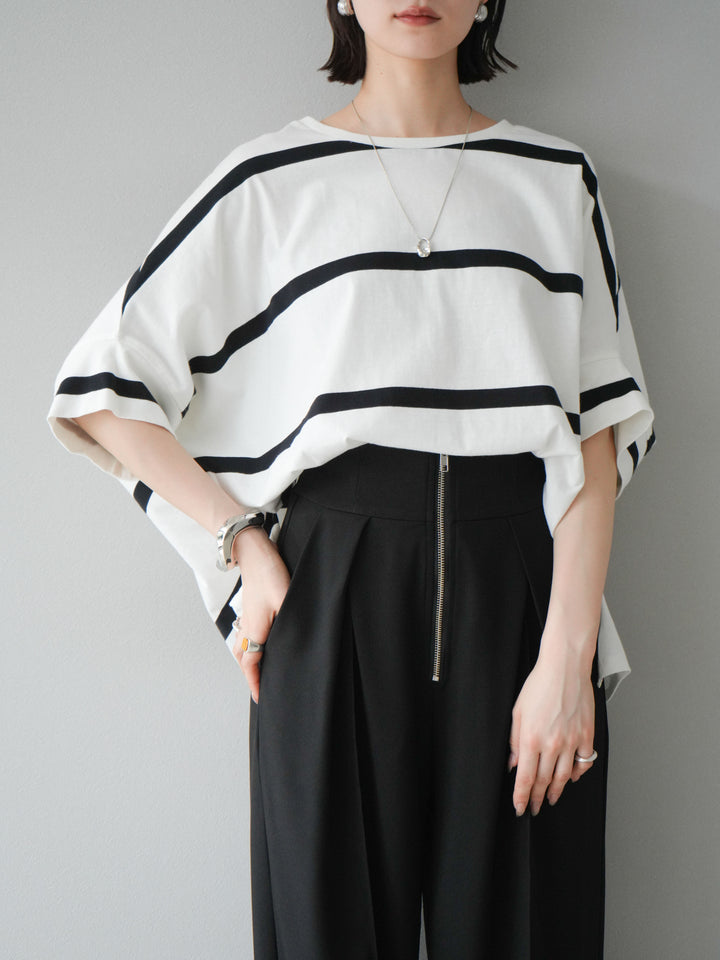 [予約]ボーダードルマンBIG Tシャツ/オフ✕ブラック