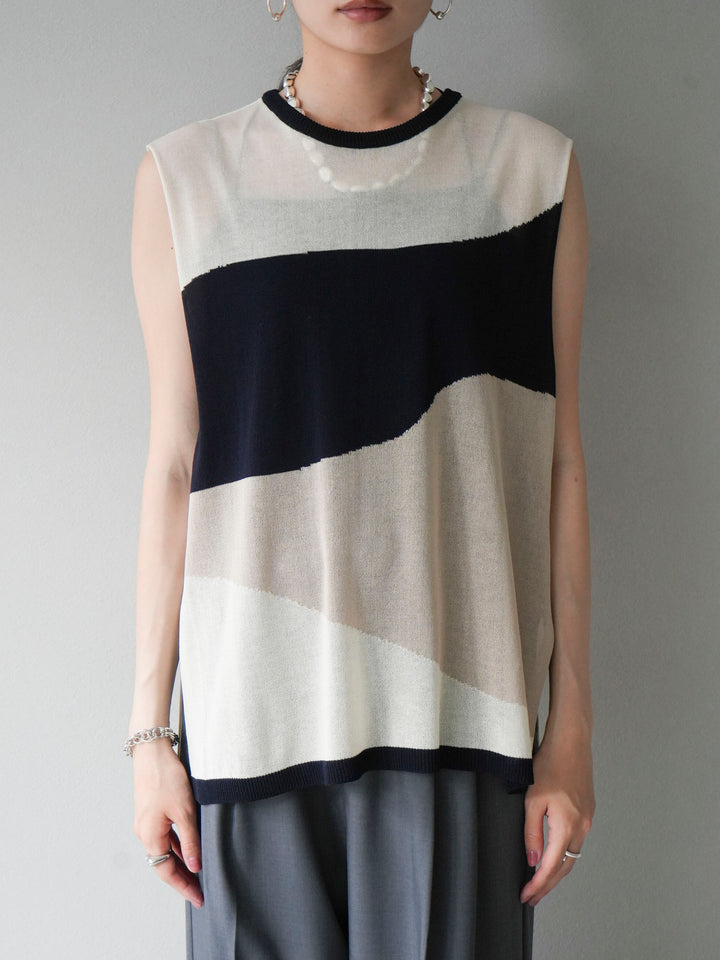 [Pre-order] Bicolor sheer knit sleeveless / ivory