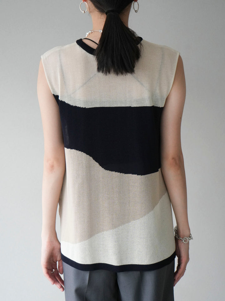 [Pre-order] Bicolor sheer knit sleeveless / ivory