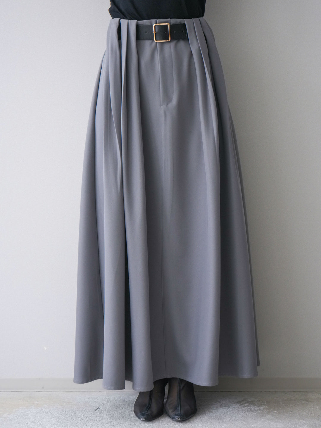 [予約]ベルトループフレアスカート/gray
