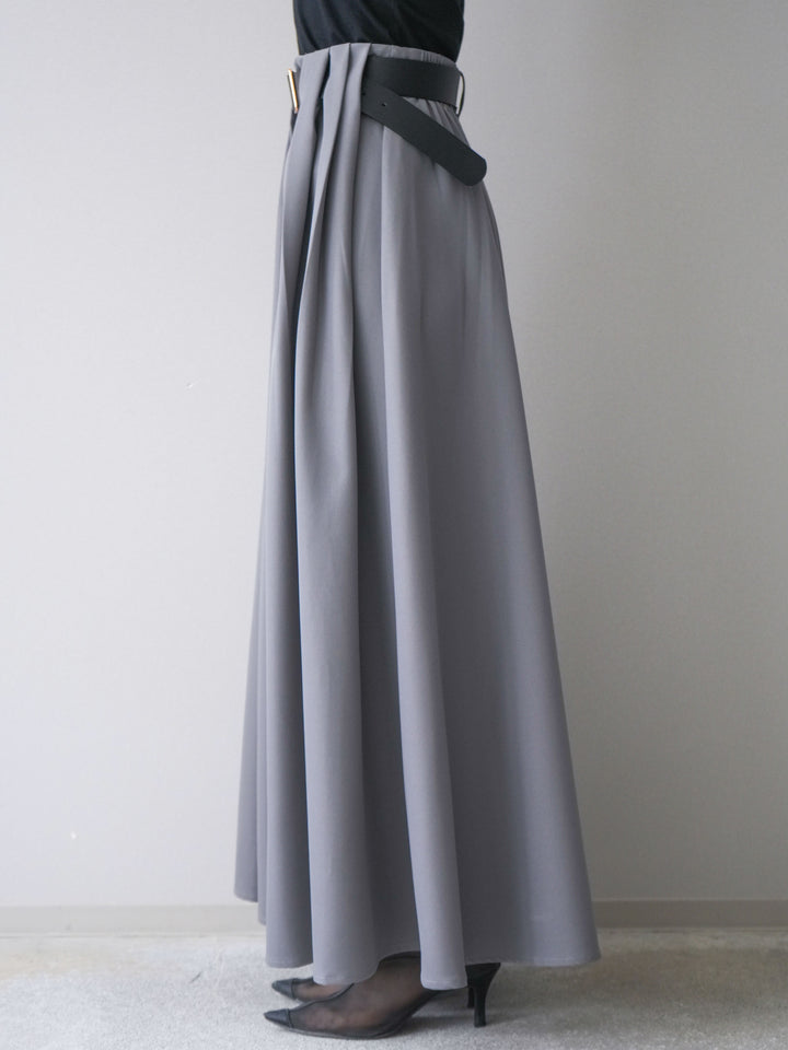 [予約]ベルトループフレアスカート/gray