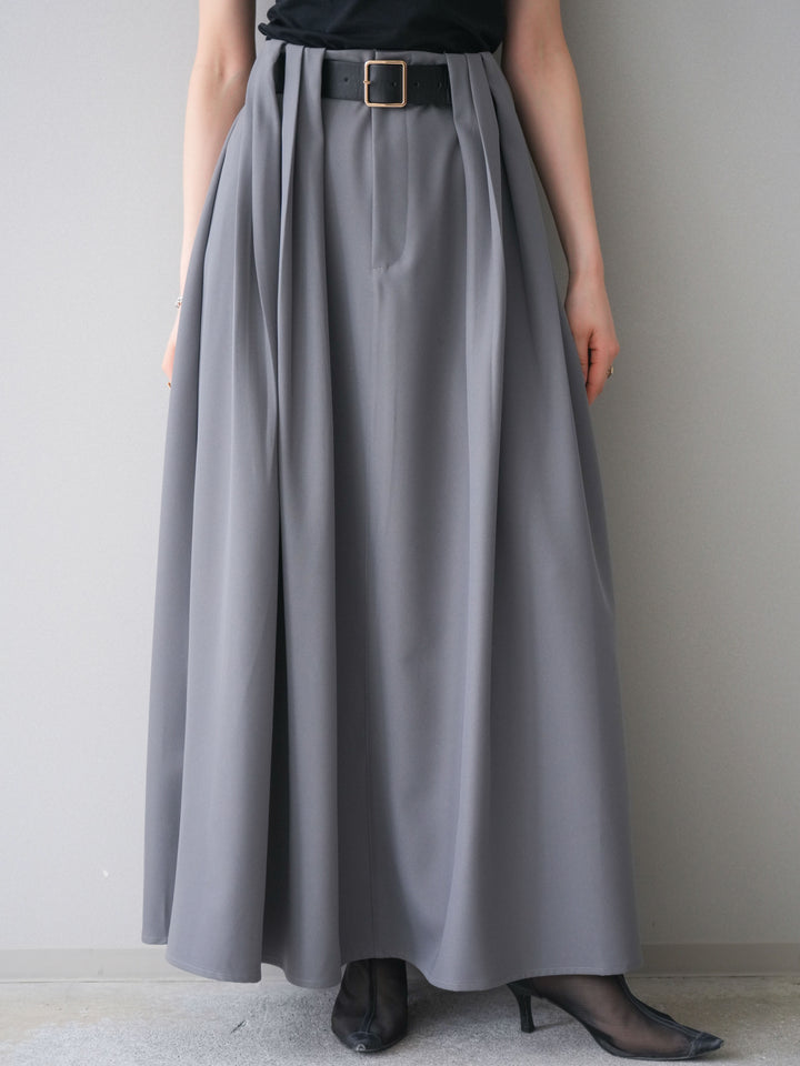 [予約]ベルトループフレアスカート/gray