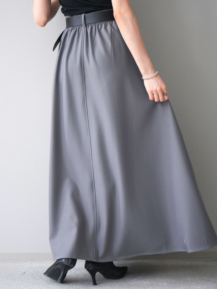 [予約]ベルトループフレアスカート/gray