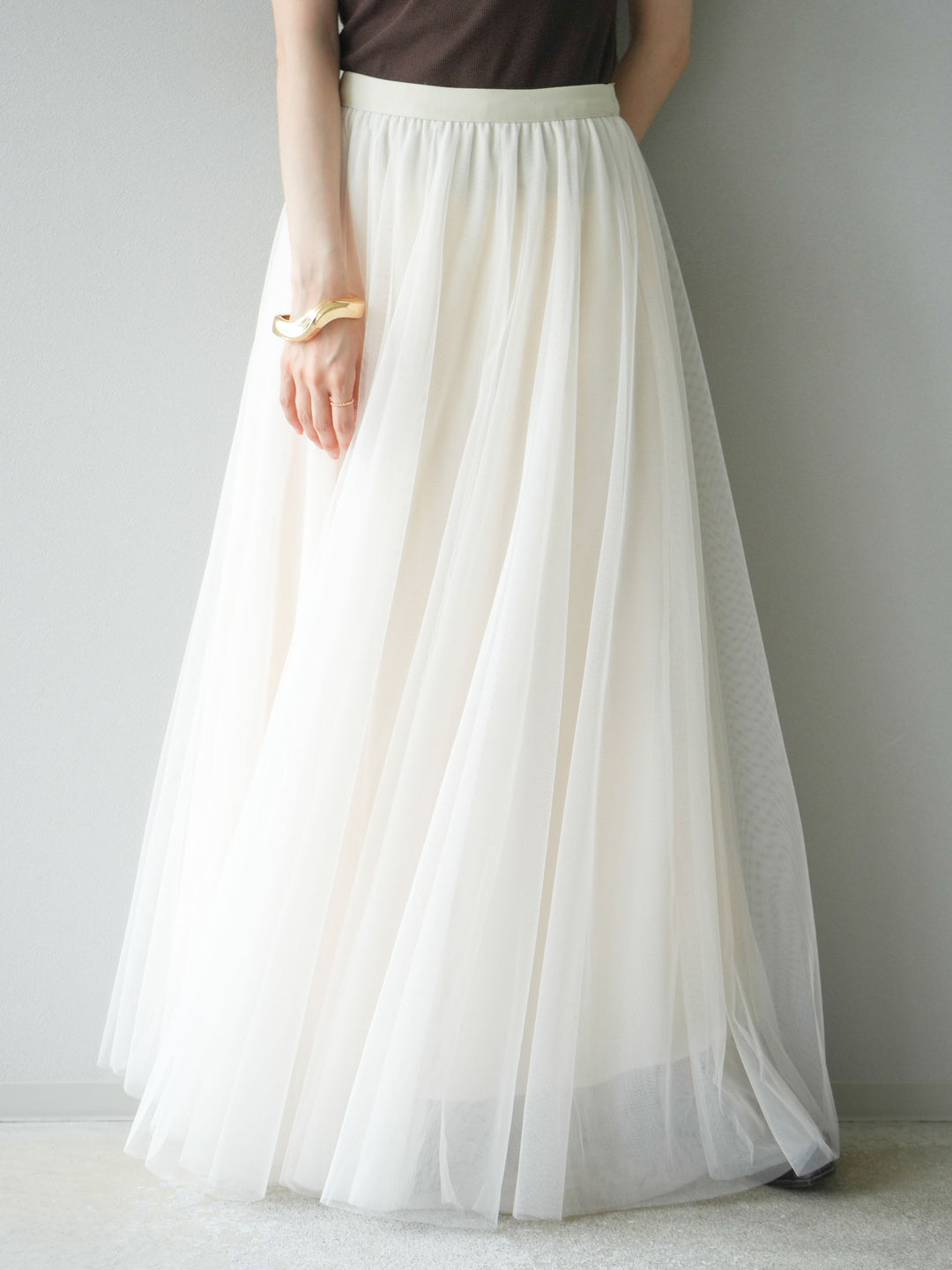 [予約]チュールボリュームスカート/アイボリー