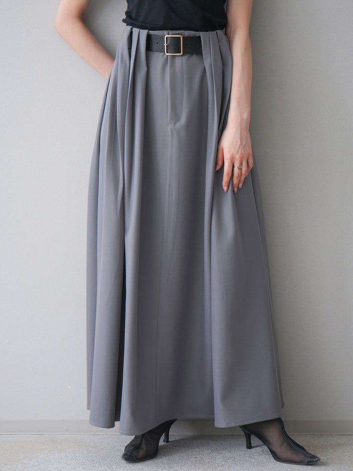 [予約]ベルトループフレアスカート/gray