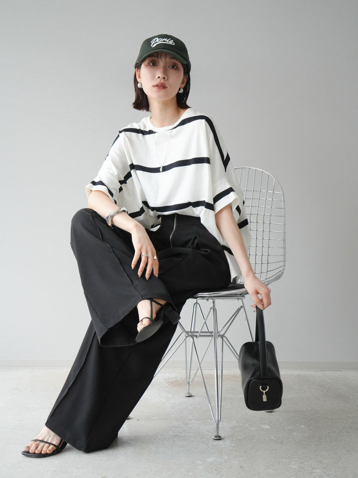 [予約]ボーダードルマンBIG Tシャツ/オフ✕ブラック