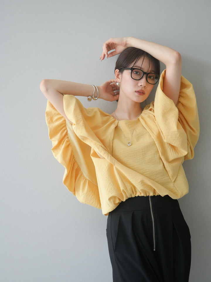 [套裝] 燈籠袖褶襉設計襯衫 + 可選配件套裝（2 套）