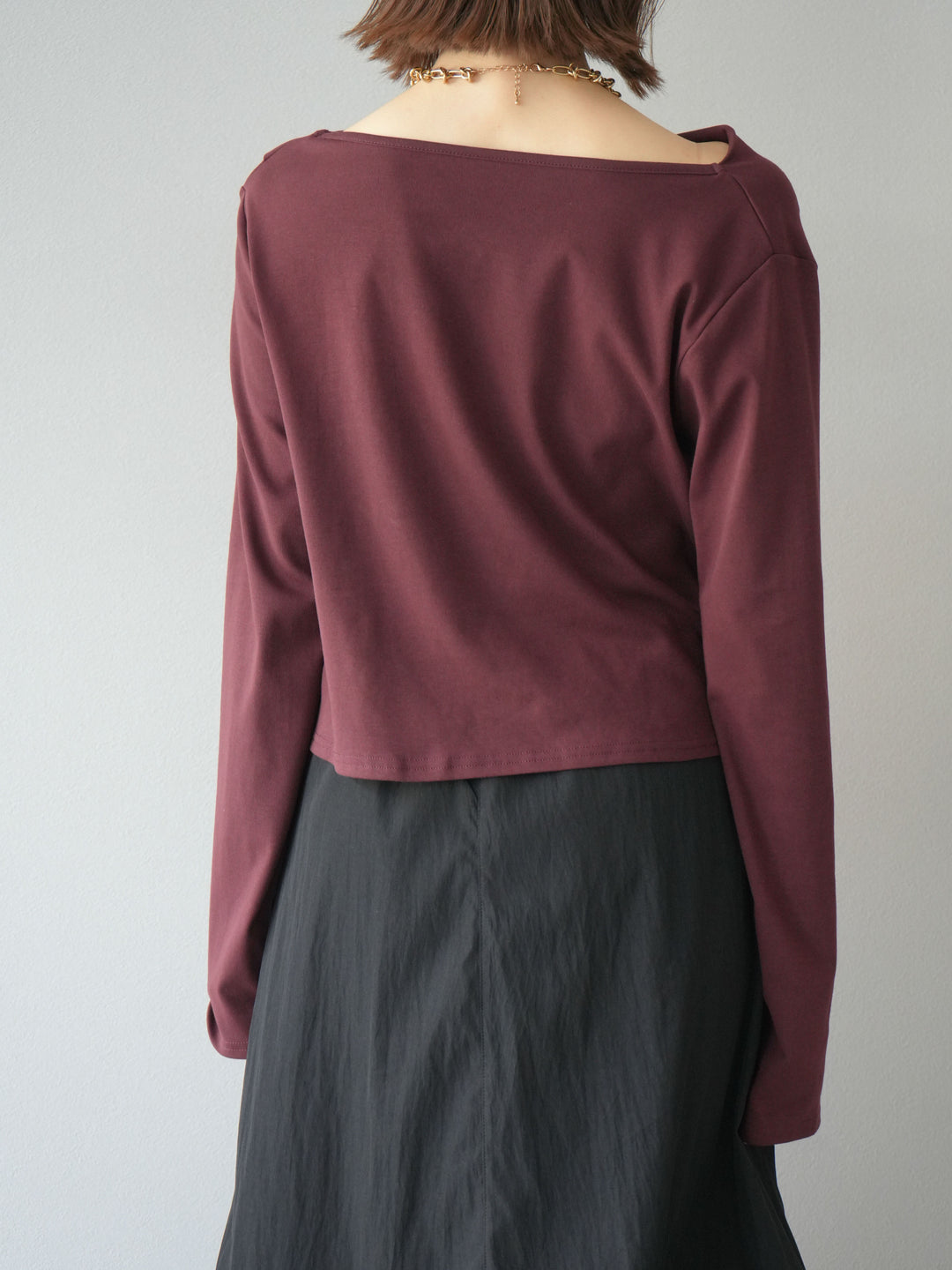 [予約]ドレープデザインカットソー/ブラウン