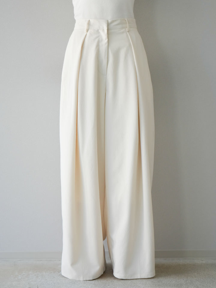 [預購] 縐雪紡褶皺寬褲/象牙白