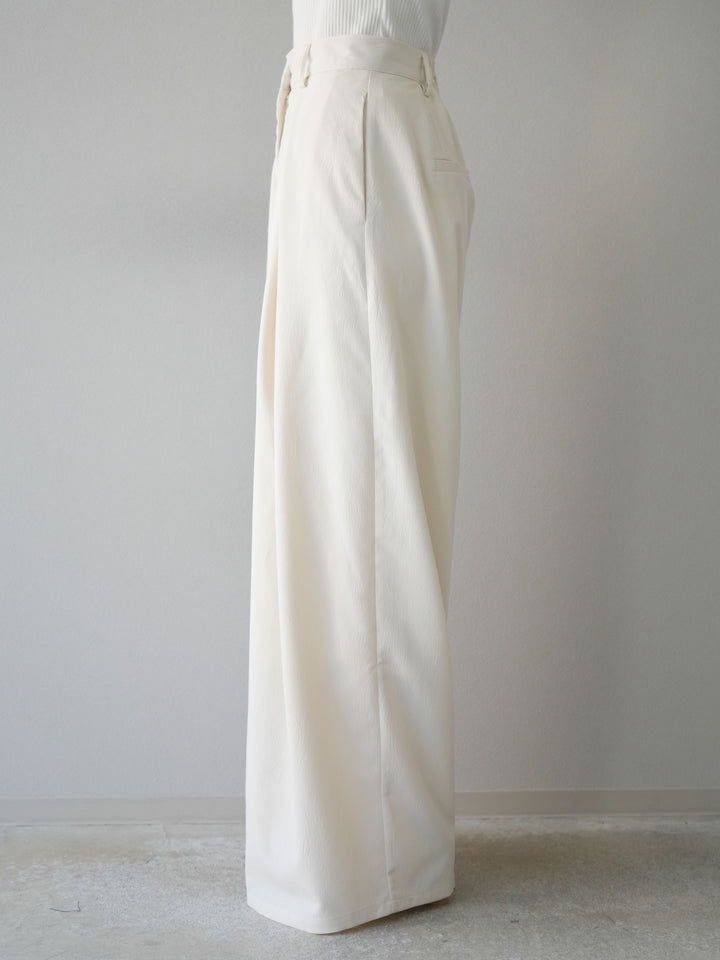 [預購] 縐雪紡褶皺寬褲/象牙白