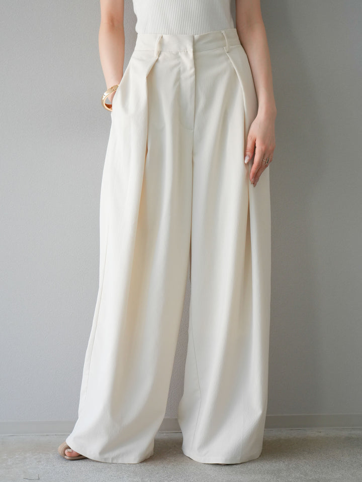 [預購] 縐雪紡褶皺寬褲/象牙白