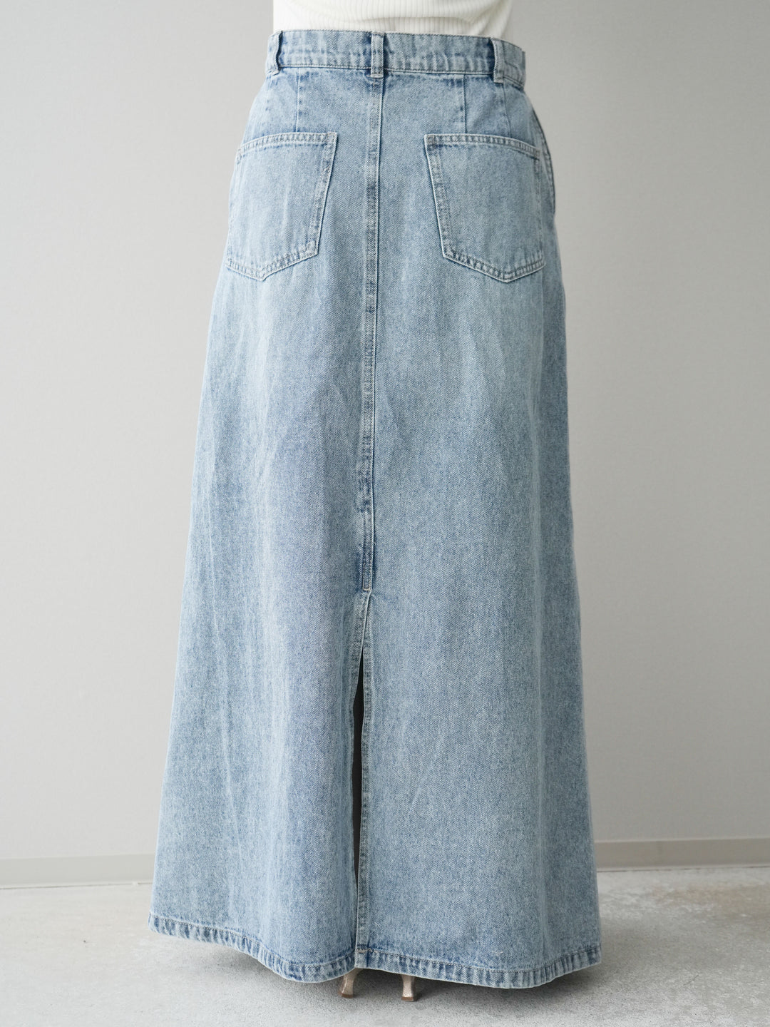 [予約]デニムフレアロングスカート/blue