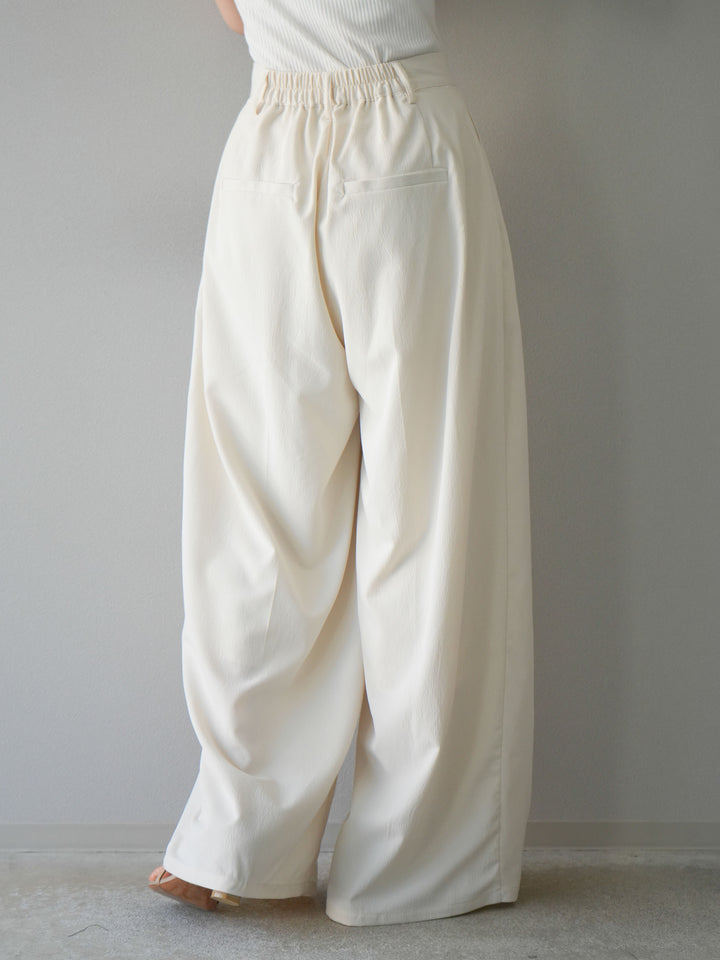 [預購] 縐雪紡褶皺寬褲/象牙白