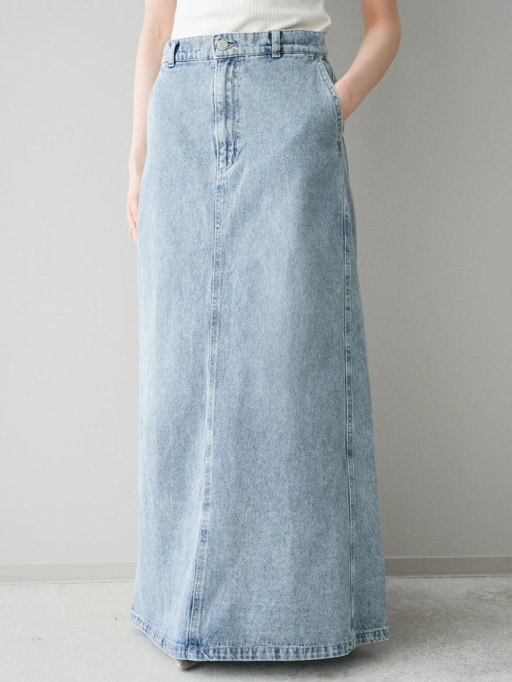 [予約]デニムフレアロングスカート/blue