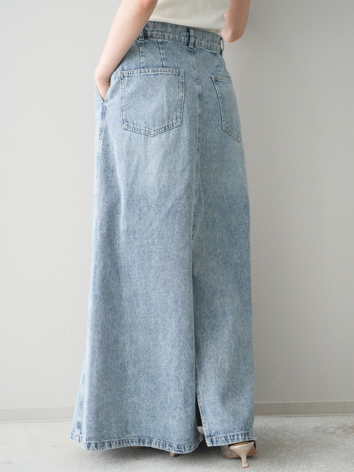[予約]デニムフレアロングスカート/blue