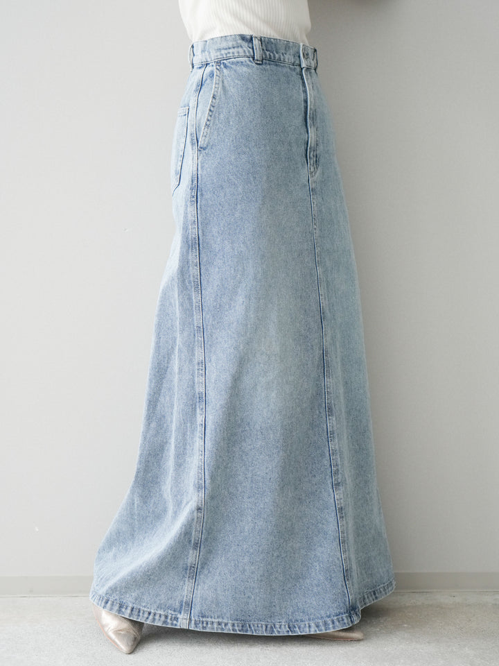 [予約]デニムフレアロングスカート/blue