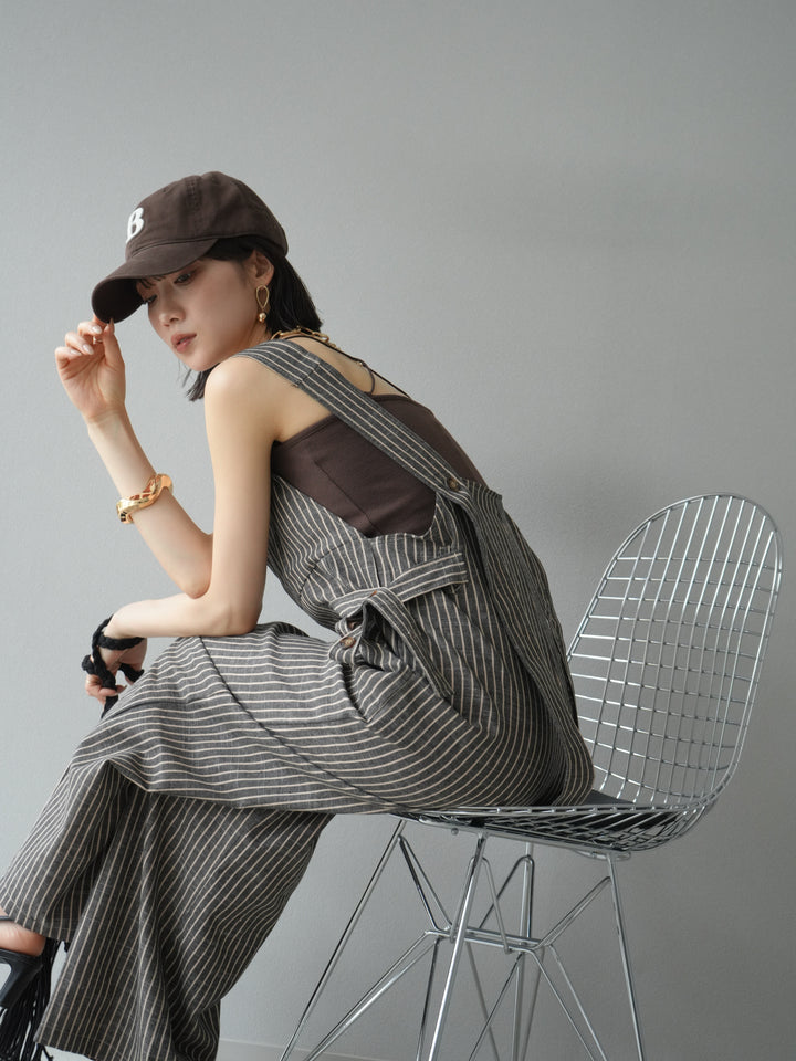 【預購】皮帶設計工裝褲/條紋