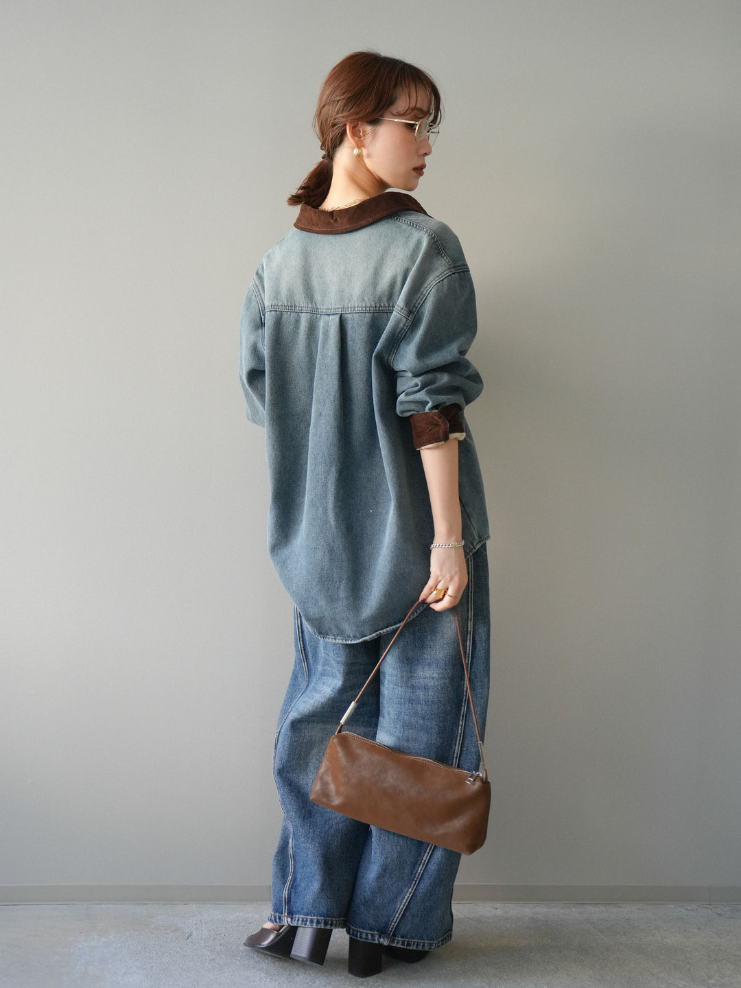 [予約]サイド切替カーブデニムパンツ/blue