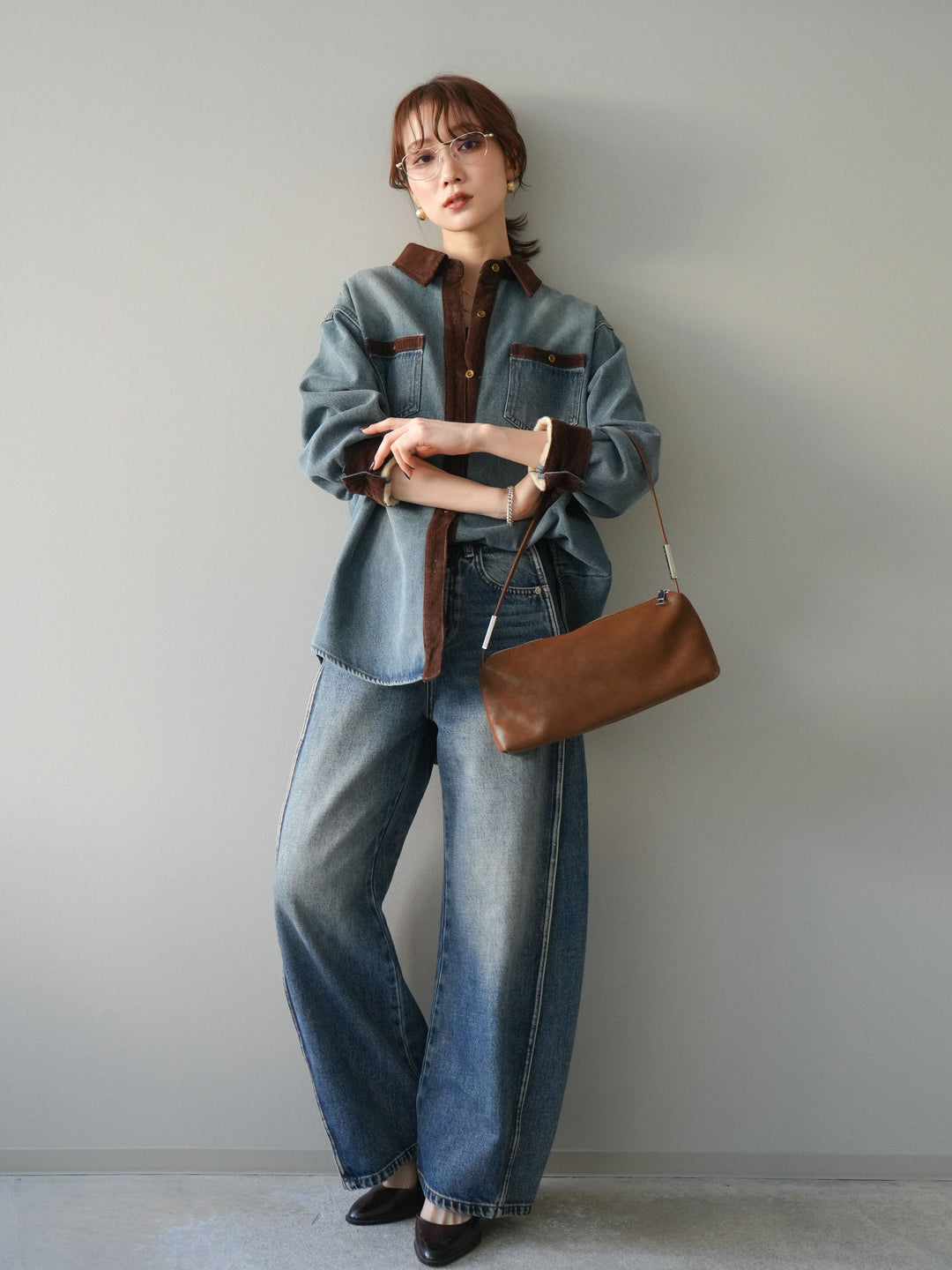 [予約]サイド切替カーブデニムパンツ/blue