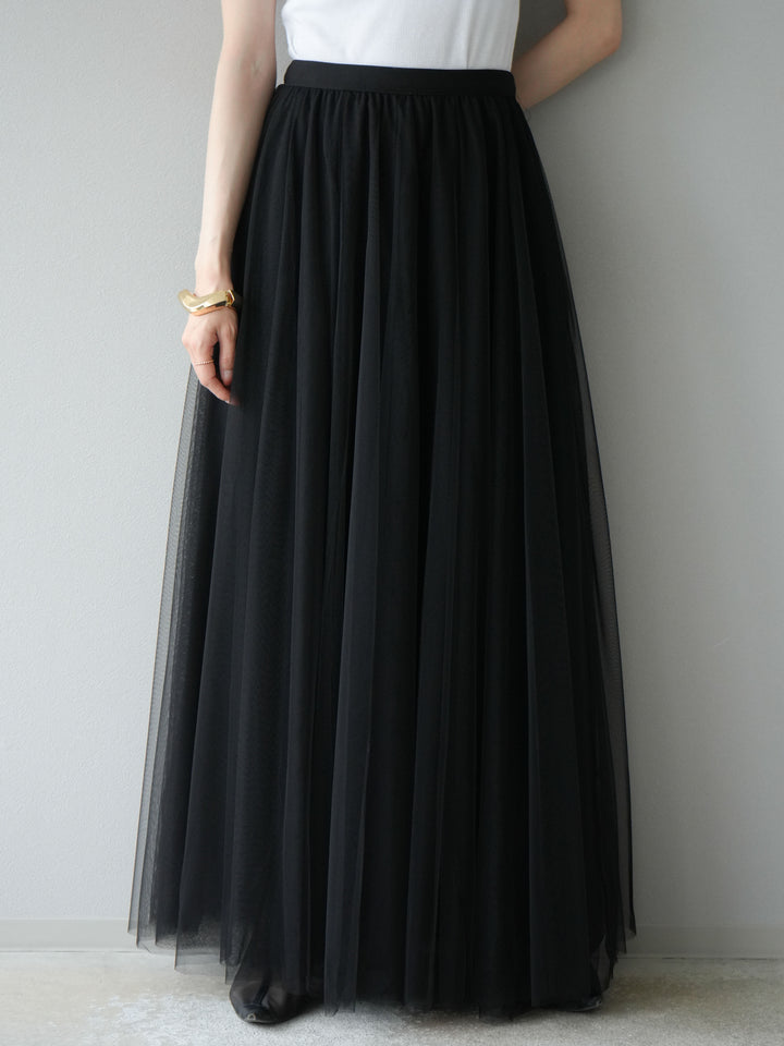 [予約]チュールボリュームスカート/ブラック